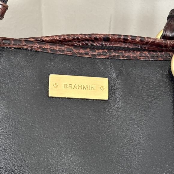 BRAHMIN Asher Black Tuscan Croc Leather Medium Zip Tote Purse Shoulder Bag - Picture 2 of 16